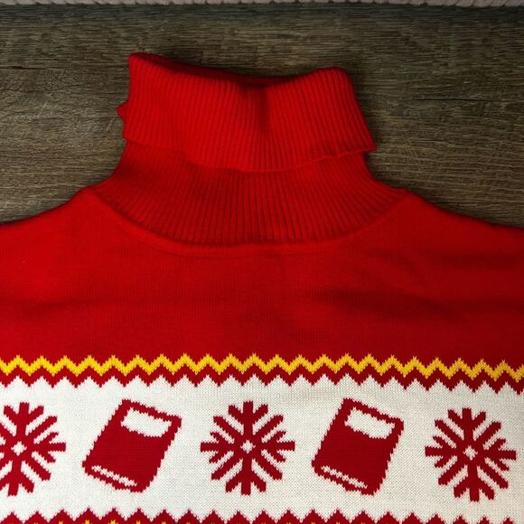 Kahlua Mens Novelty Holiday Sweater Turtle Neck Red Yellow XXL - Picture 4 of 10